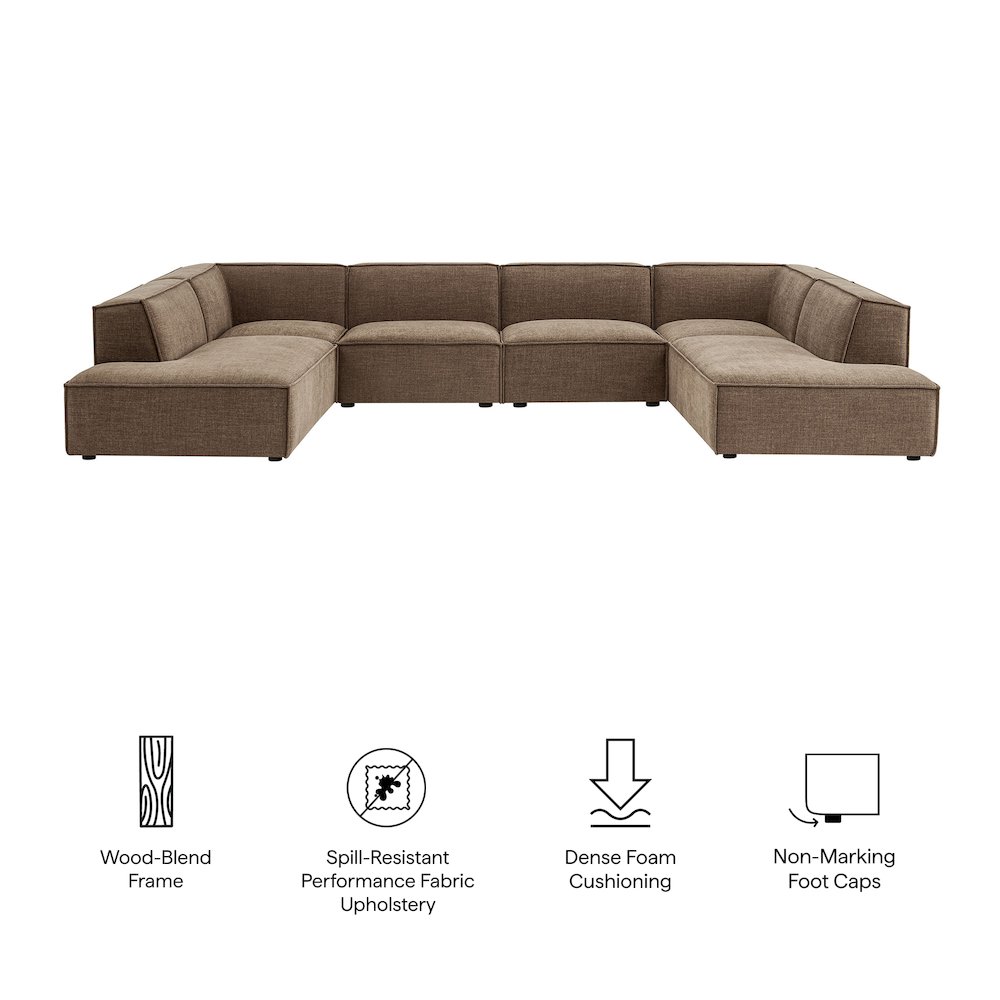 Restore 6-Piece Performance Fabric Upholstered U-Shaped Sectional Sofa. Picture 2