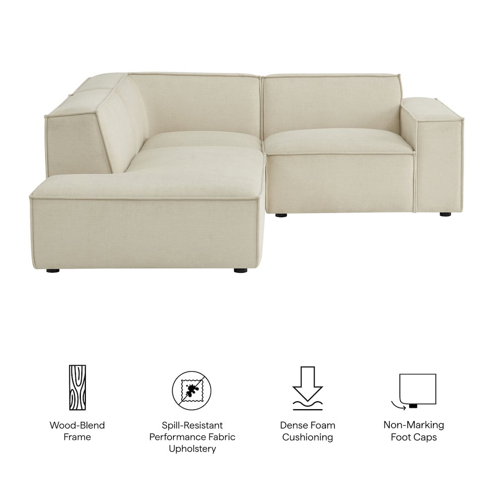 Restore 3-Piece Performance Fabric Upholstered Modular L-Shaped Sectional Sofa. Picture 2