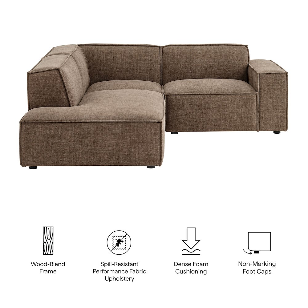 Restore 3-Piece Performance Fabric Upholstered Modular L-Shaped Sectional Sofa. Picture 2