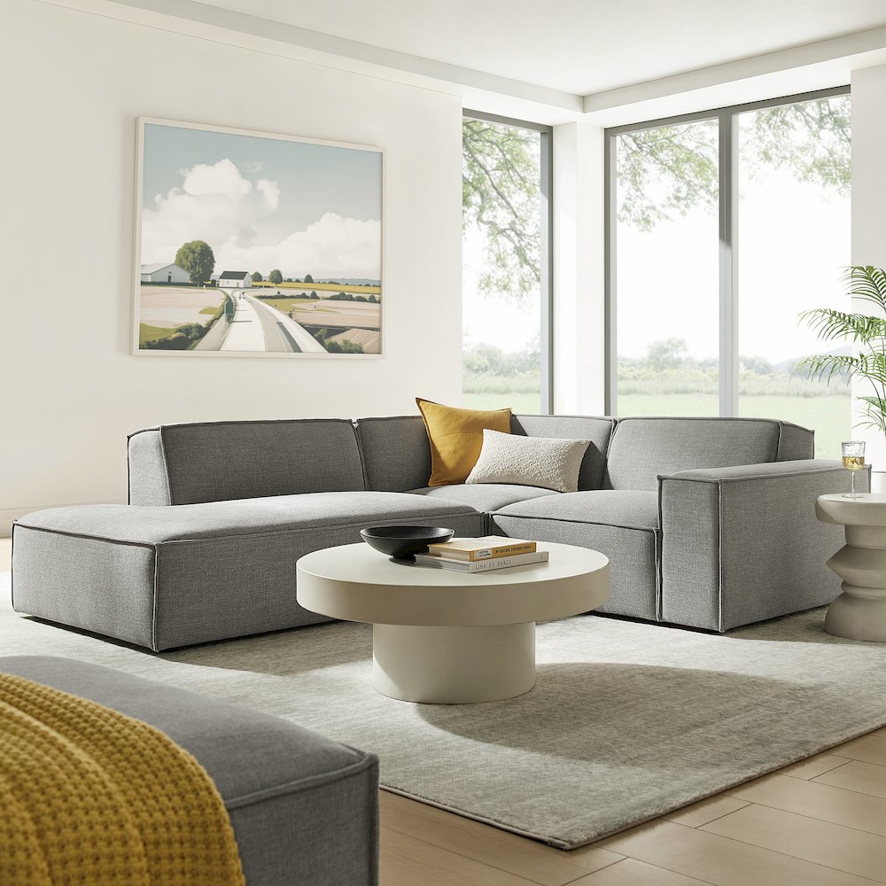Restore 3-Piece Performance Fabric Upholstered Modular L-Shaped Sectional Sofa. Picture 9