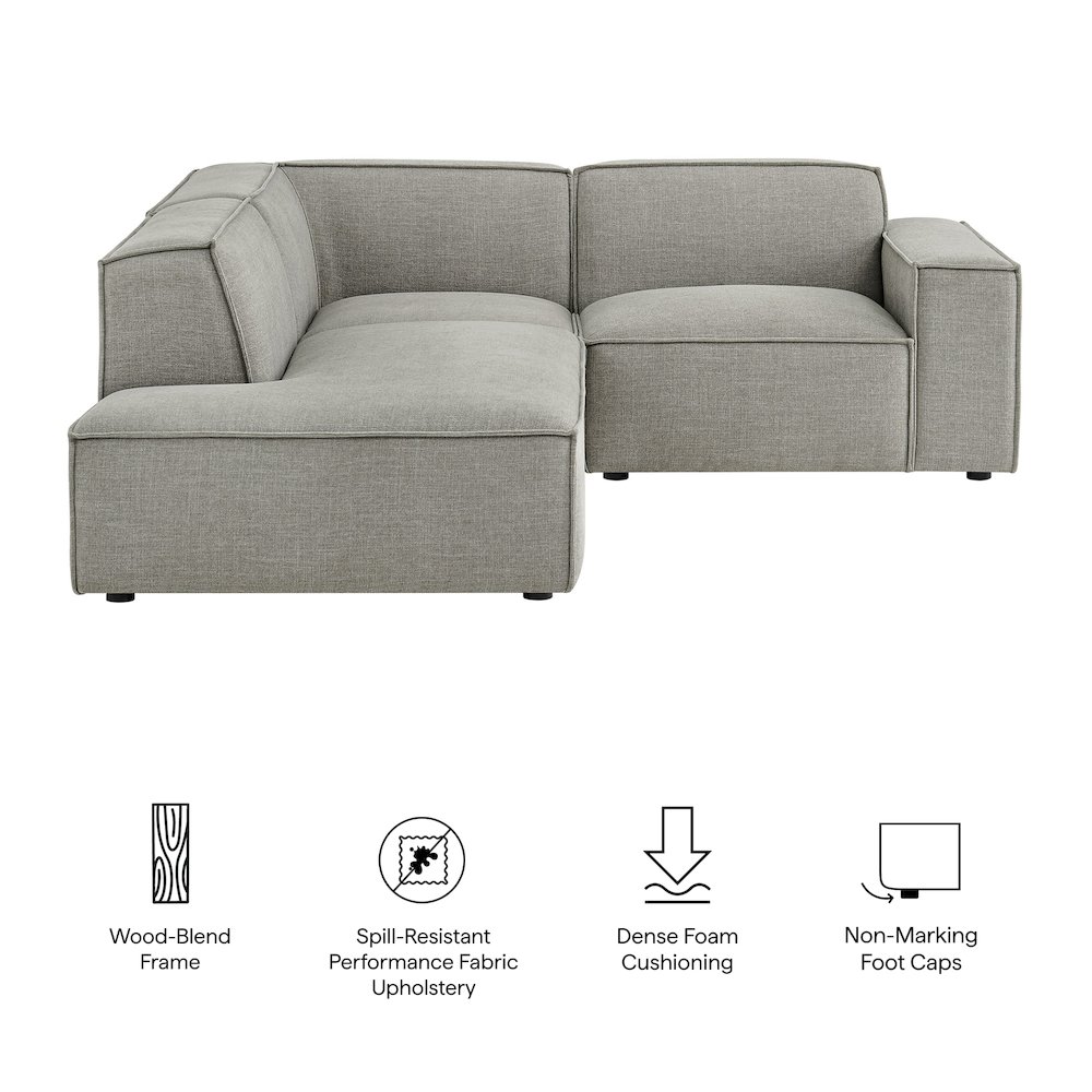 Restore 3-Piece Performance Fabric Upholstered Modular L-Shaped Sectional Sofa. Picture 2