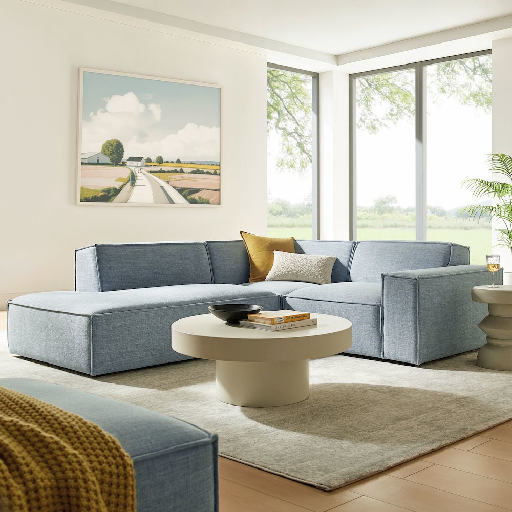 Restore 3-Piece Performance Fabric Upholstered Modular L-Shaped Sectional Sofa. Picture 9