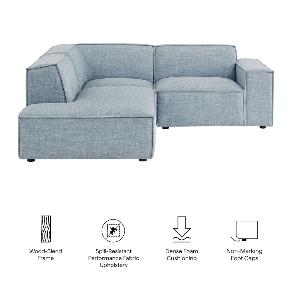 Restore 3-Piece Performance Fabric Upholstered Modular L-Shaped Sectional Sofa. Picture 2