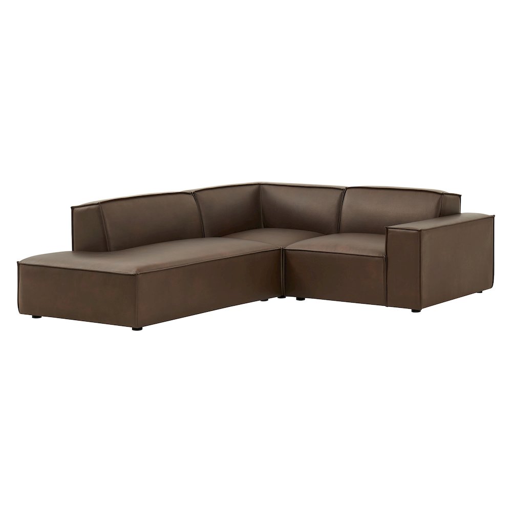 Restore 3-Piece Vegan Leather Modular L-Shaped Sectional Sofa. Picture 1