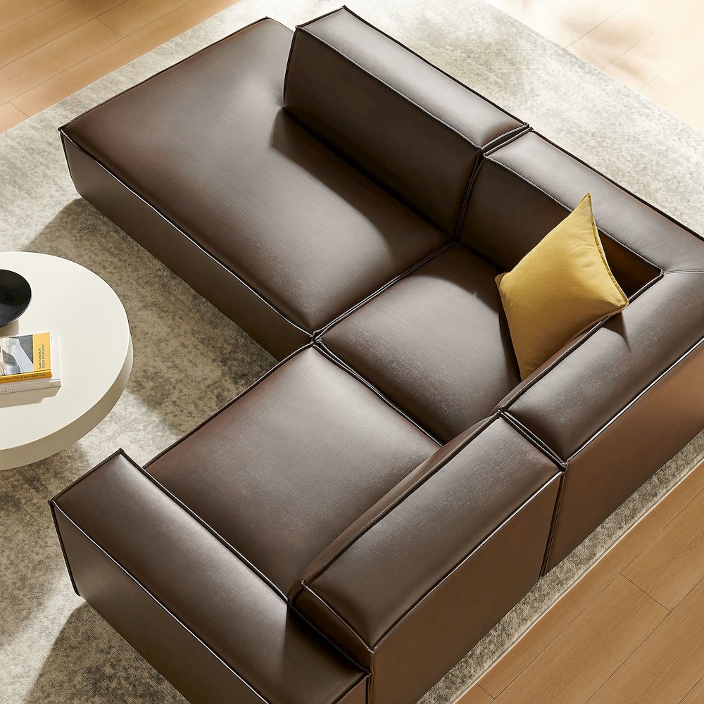 Restore 3-Piece Vegan Leather Modular L-Shaped Sectional Sofa. Picture 9