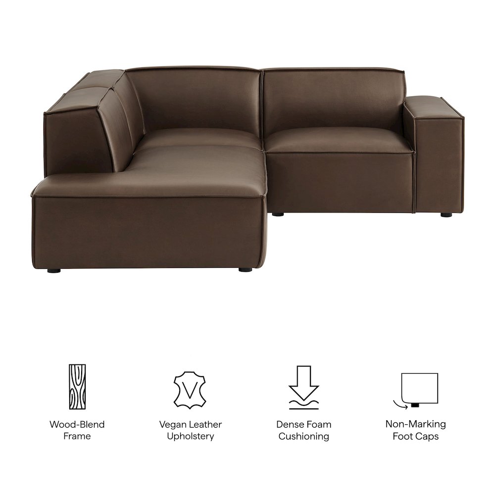 Restore 3-Piece Vegan Leather Modular L-Shaped Sectional Sofa. Picture 2