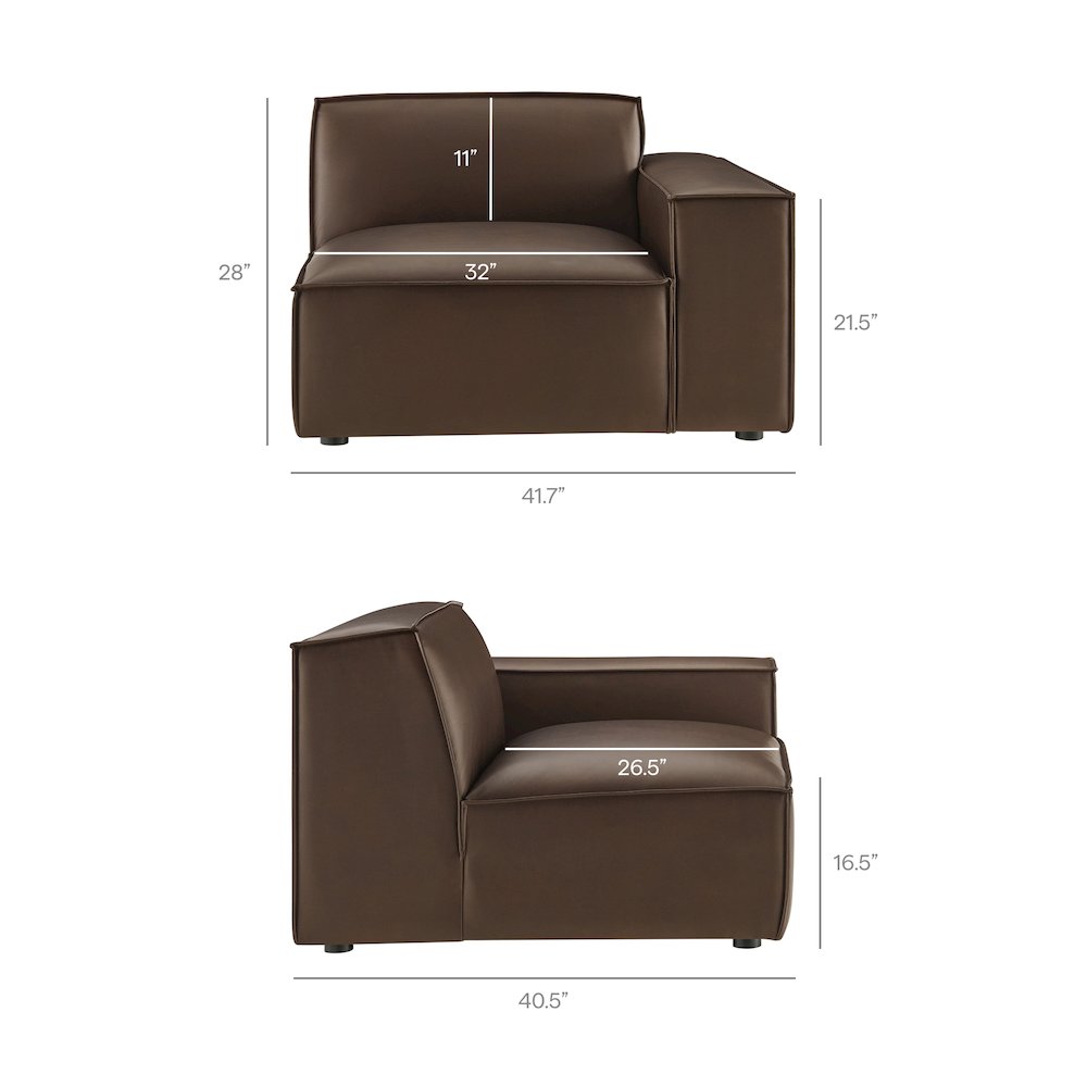 Restore 3-Piece Vegan Leather Modular L-Shaped Sectional Sofa. Picture 4