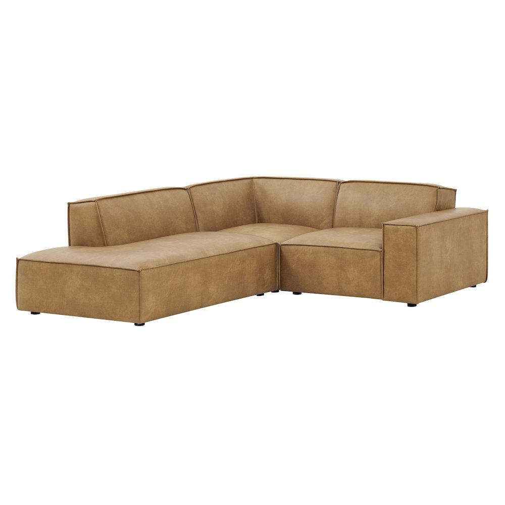 Restore 3-Piece Vegan Leather Modular L-Shaped Sectional Sofa. Picture 1
