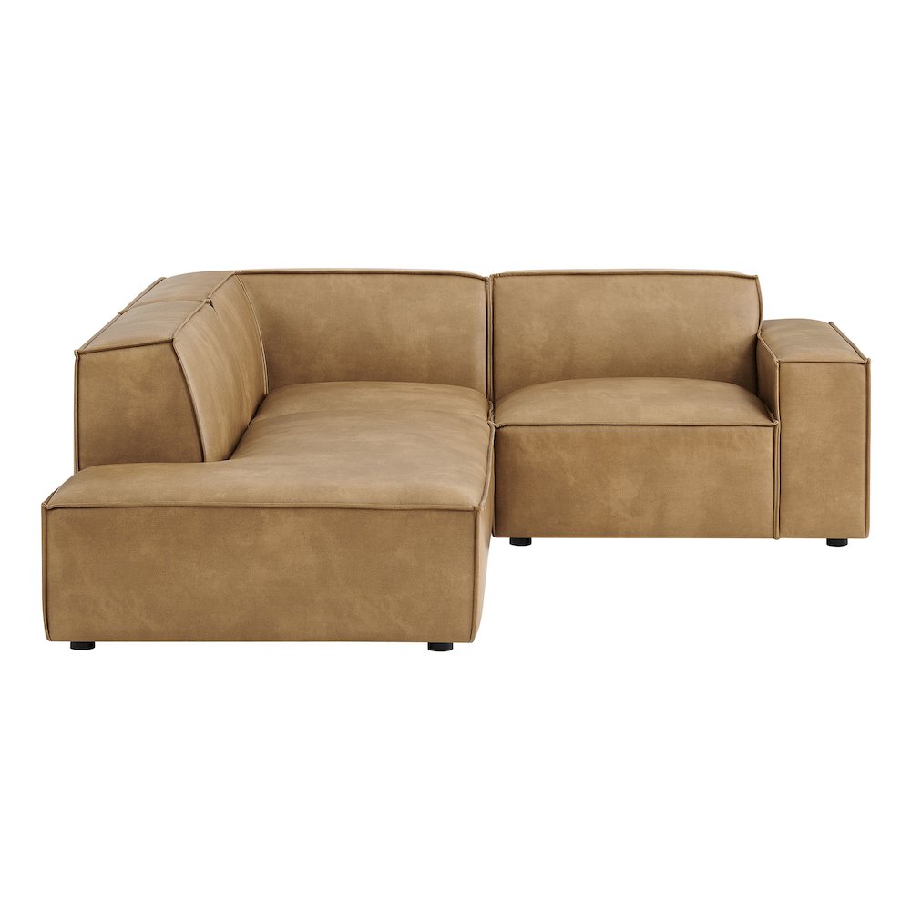 Restore 3-Piece Vegan Leather Modular L-Shaped Sectional Sofa. Picture 6