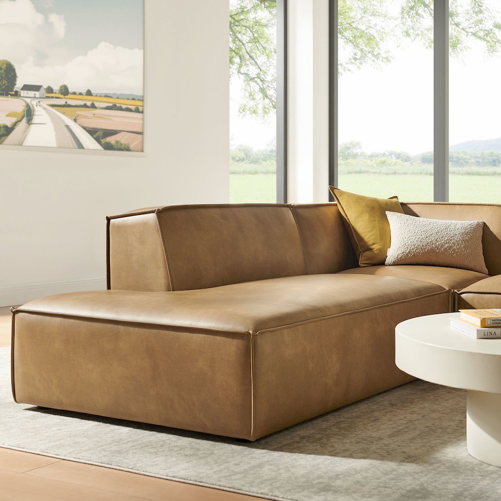 Restore 3-Piece Vegan Leather Modular L-Shaped Sectional Sofa. Picture 10