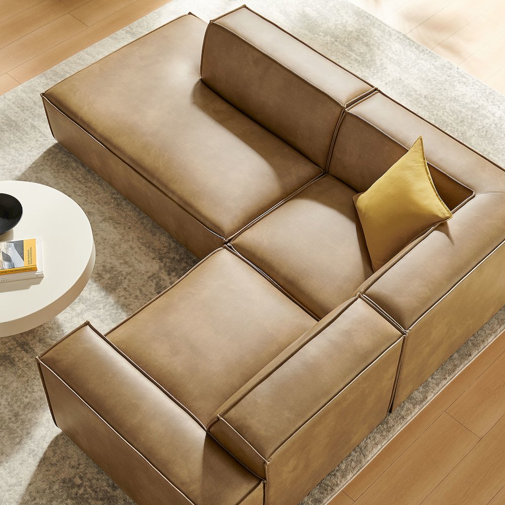 Restore 3-Piece Vegan Leather Modular L-Shaped Sectional Sofa. Picture 9
