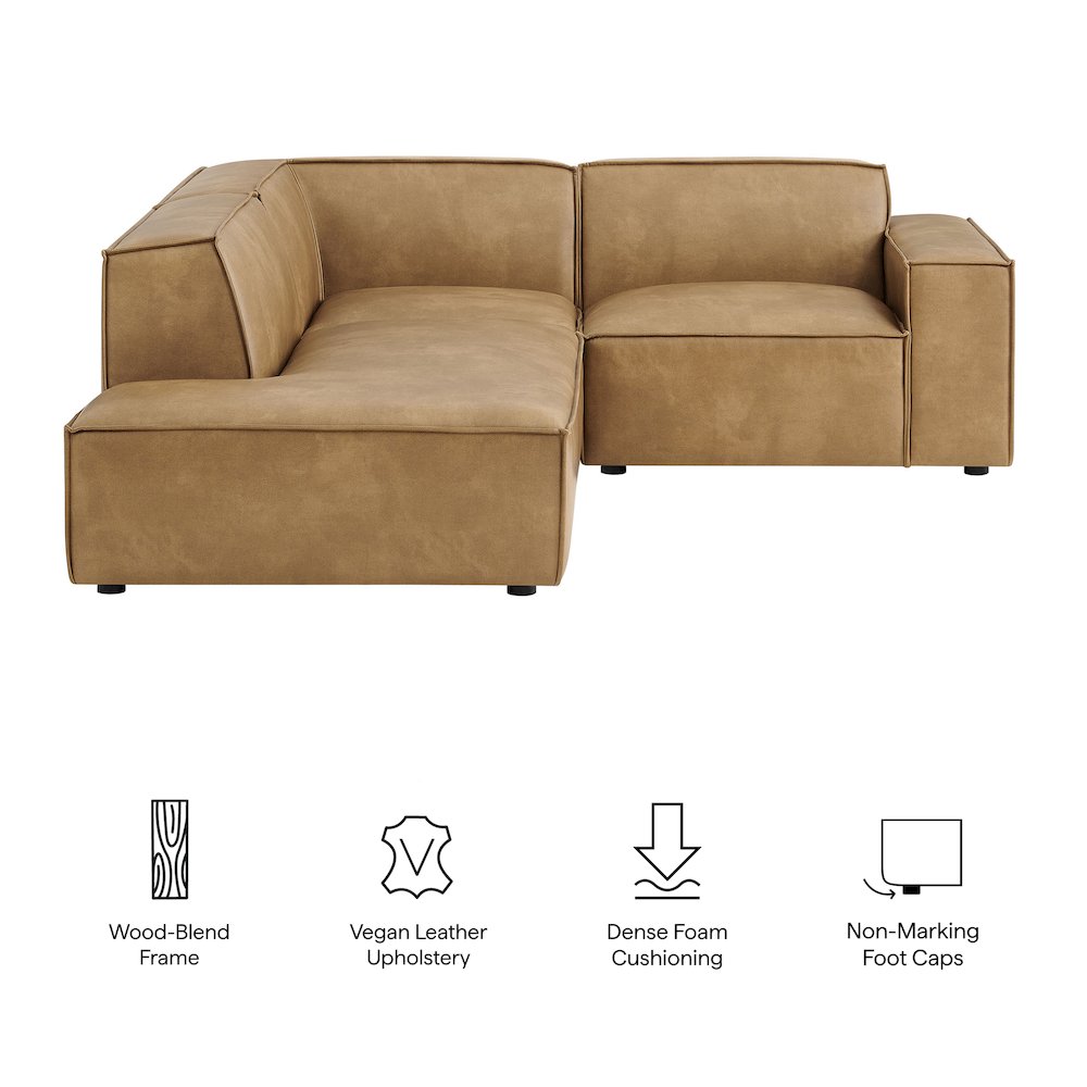 Restore 3-Piece Vegan Leather Modular L-Shaped Sectional Sofa. Picture 2