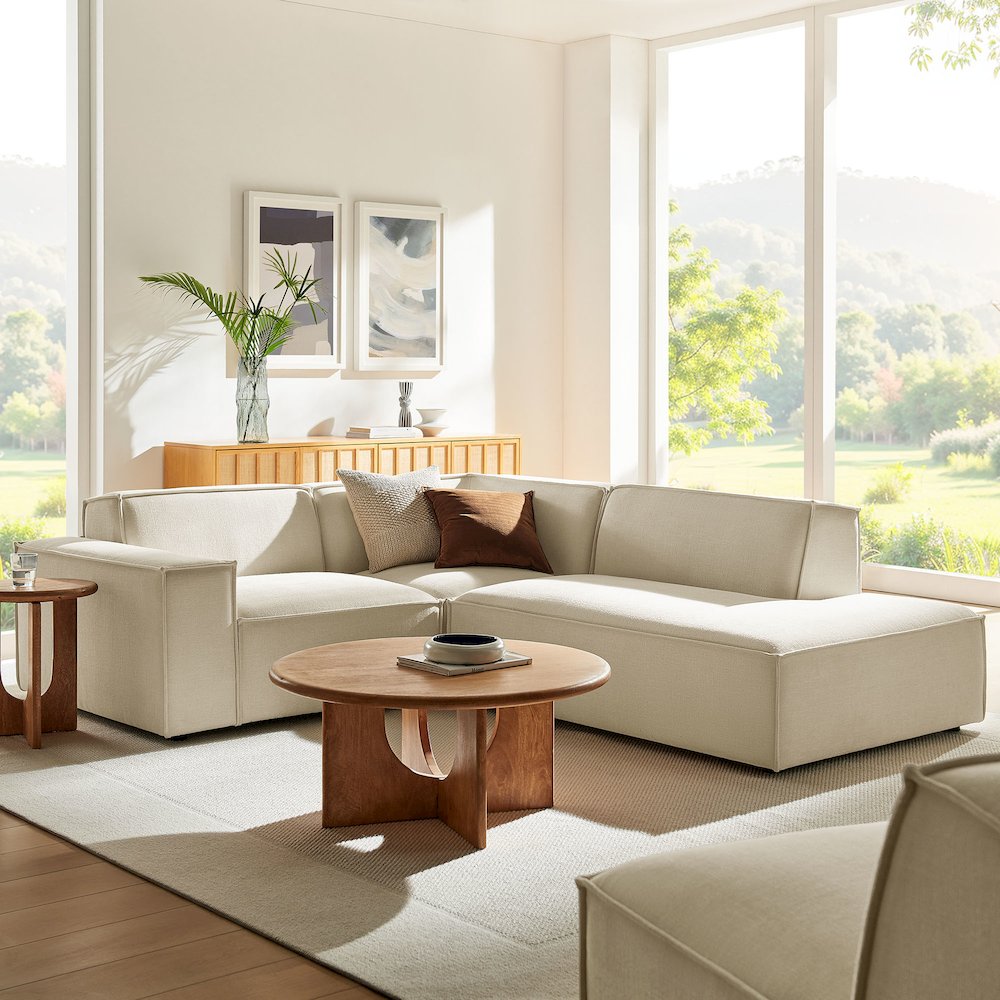 Restore 3-Piece Performance Fabric Upholstered Modular L-Shaped Sectional Sofa. Picture 9