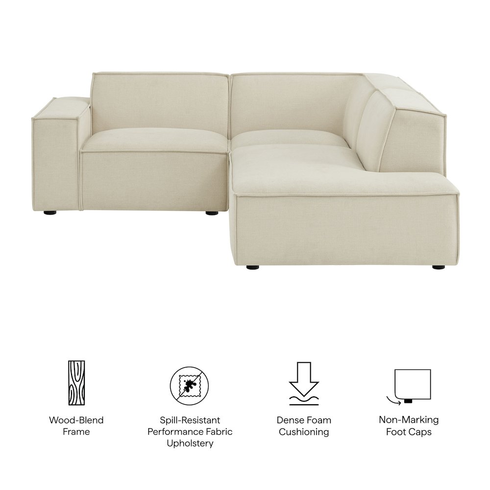 Restore 3-Piece Performance Fabric Upholstered Modular L-Shaped Sectional Sofa. Picture 2