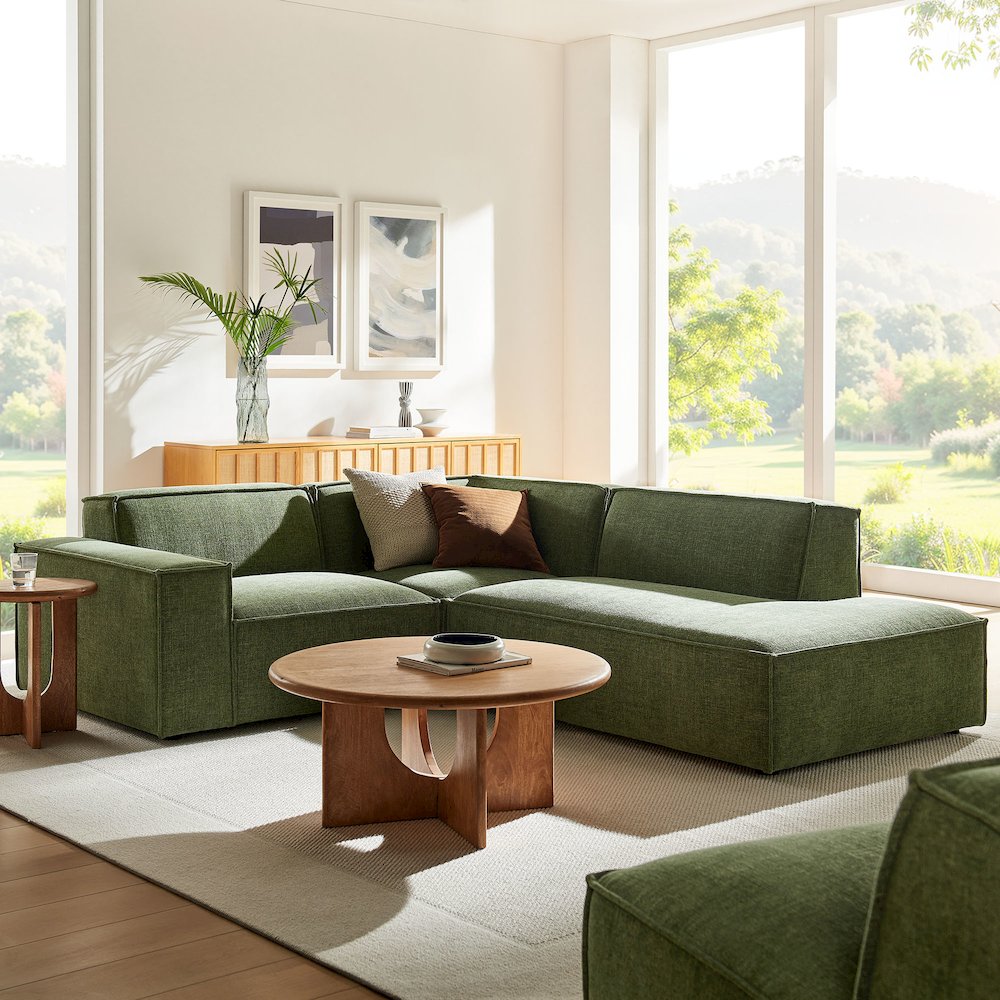 Restore 3-Piece Performance Fabric Upholstered Modular L-Shaped Sectional Sofa. Picture 9