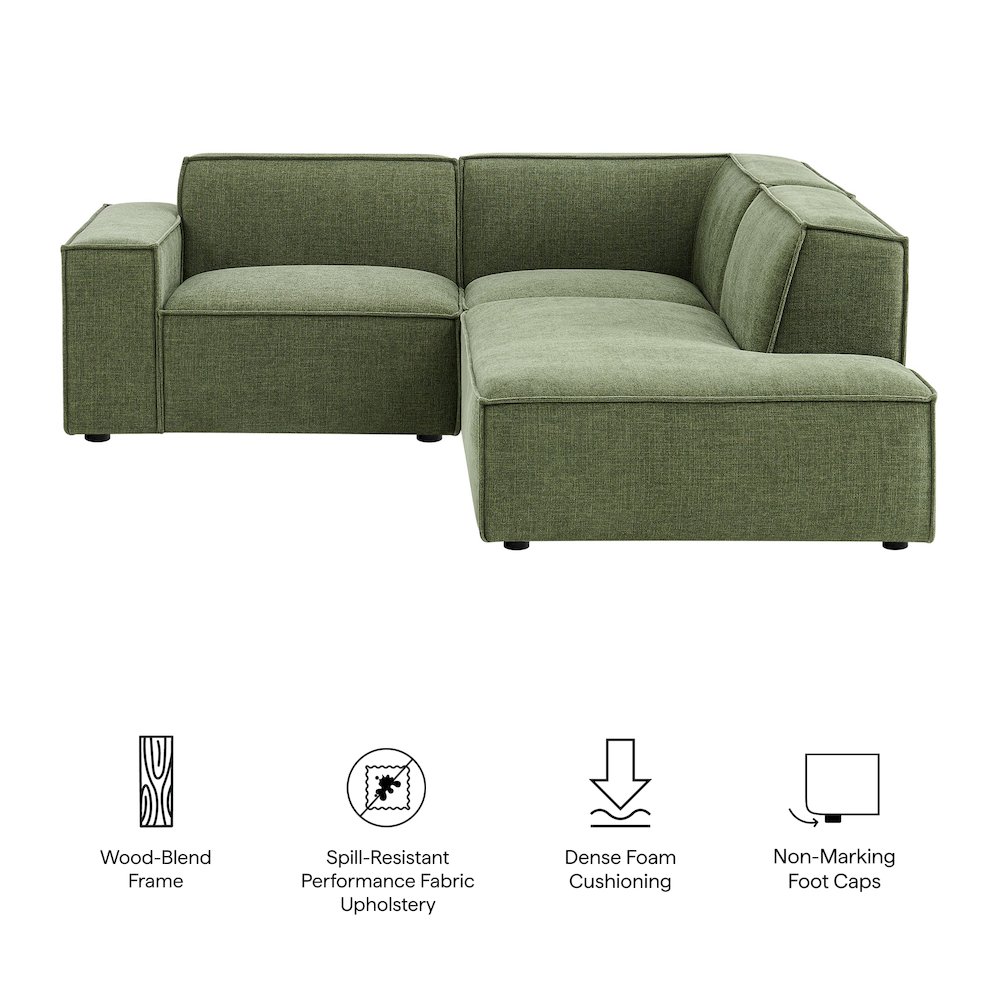 Restore 3-Piece Performance Fabric Upholstered Modular L-Shaped Sectional Sofa. Picture 2