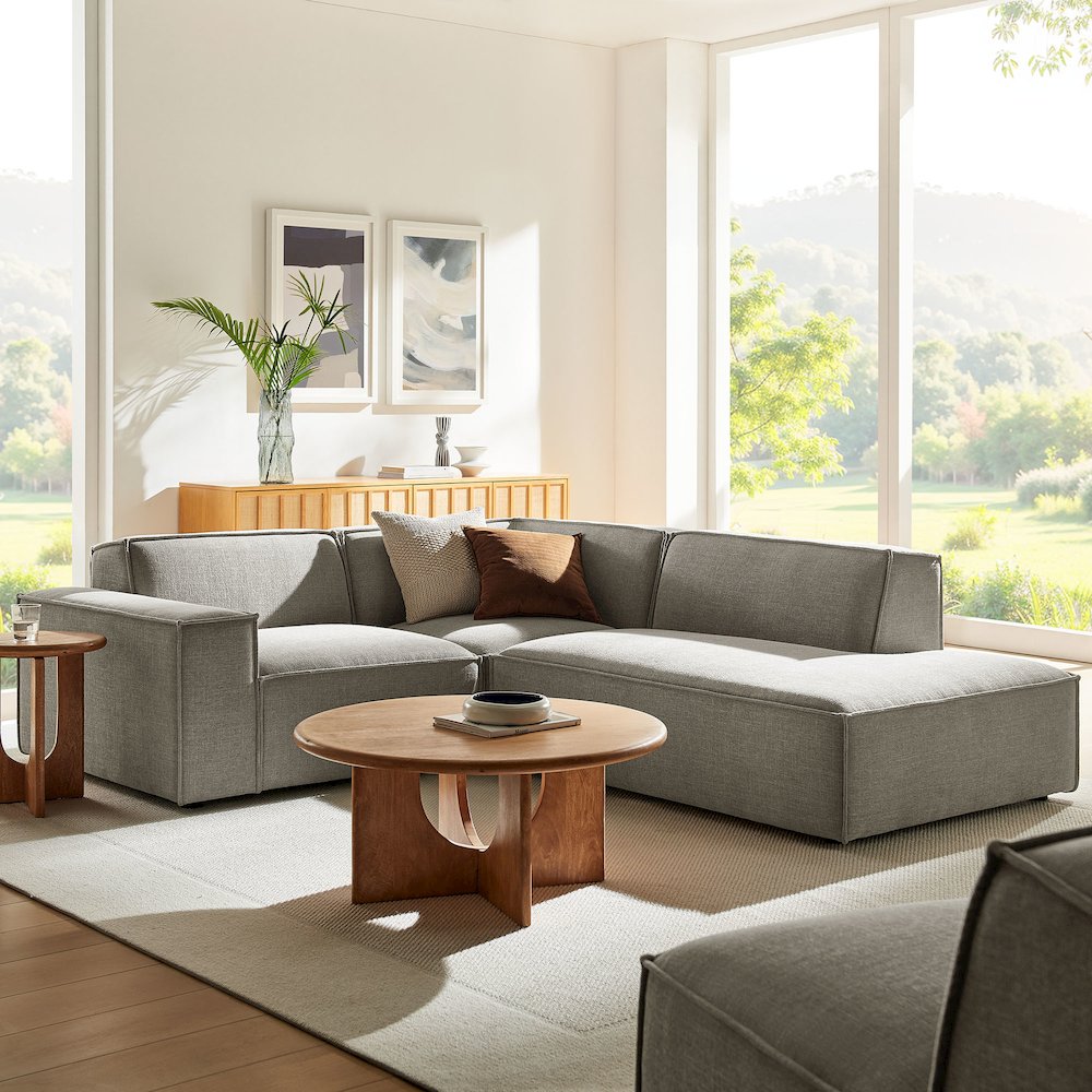 Restore 3-Piece Performance Fabric Upholstered Modular L-Shaped Sectional Sofa. Picture 9