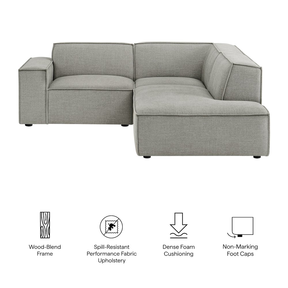 Restore 3-Piece Performance Fabric Upholstered Modular L-Shaped Sectional Sofa. Picture 2