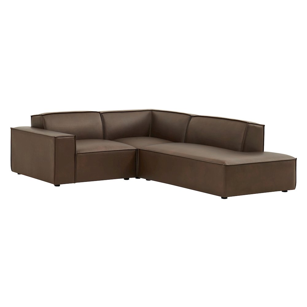 Restore 3-Piece Vegan Leather Modular L-Shaped Sectional Sofa. Picture 1