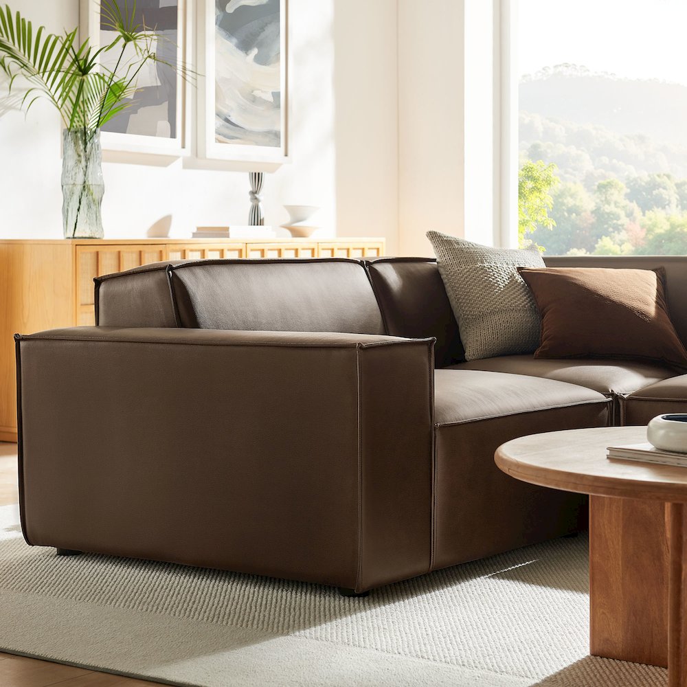 Restore 3-Piece Vegan Leather Modular L-Shaped Sectional Sofa. Picture 10
