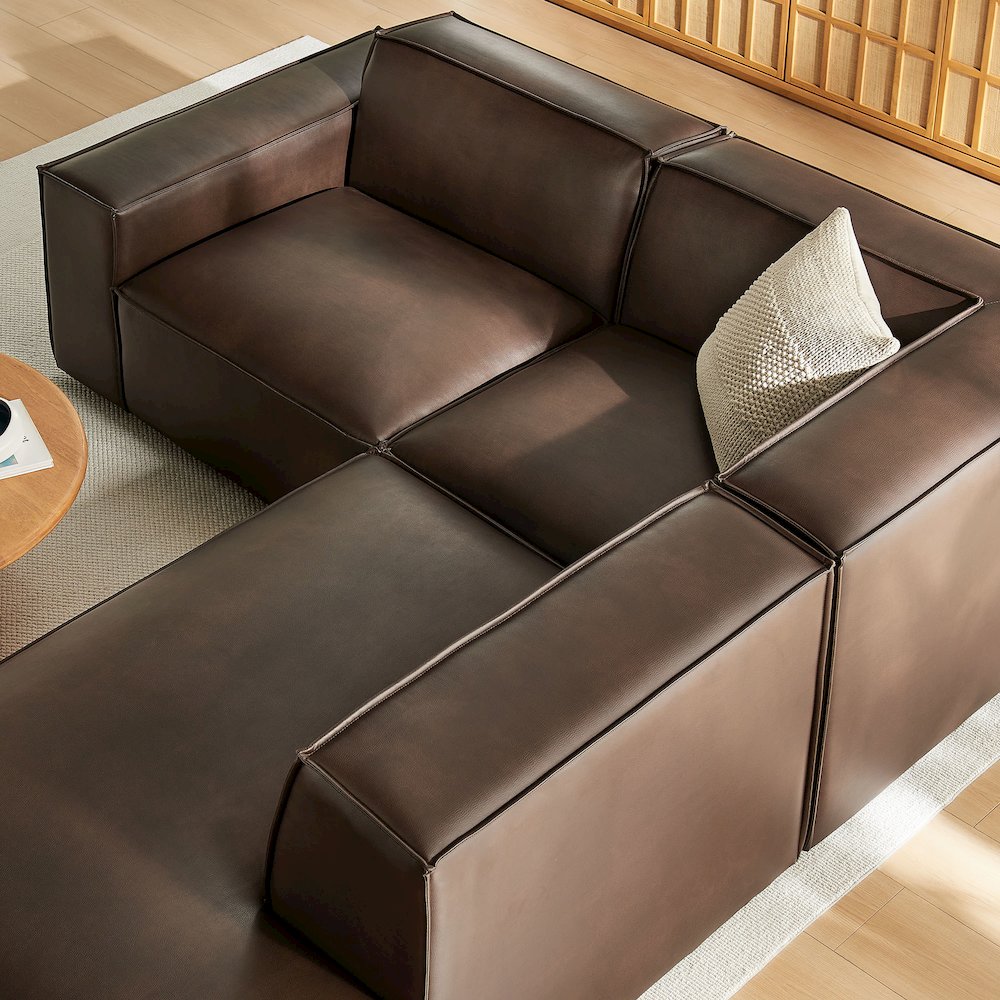 Restore 3-Piece Vegan Leather Modular L-Shaped Sectional Sofa. Picture 9
