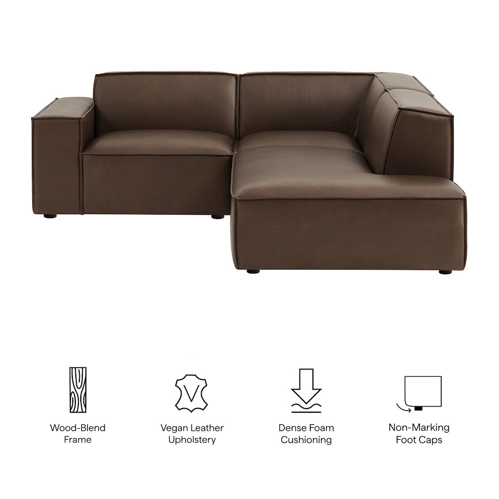 Restore 3-Piece Vegan Leather Modular L-Shaped Sectional Sofa. Picture 2