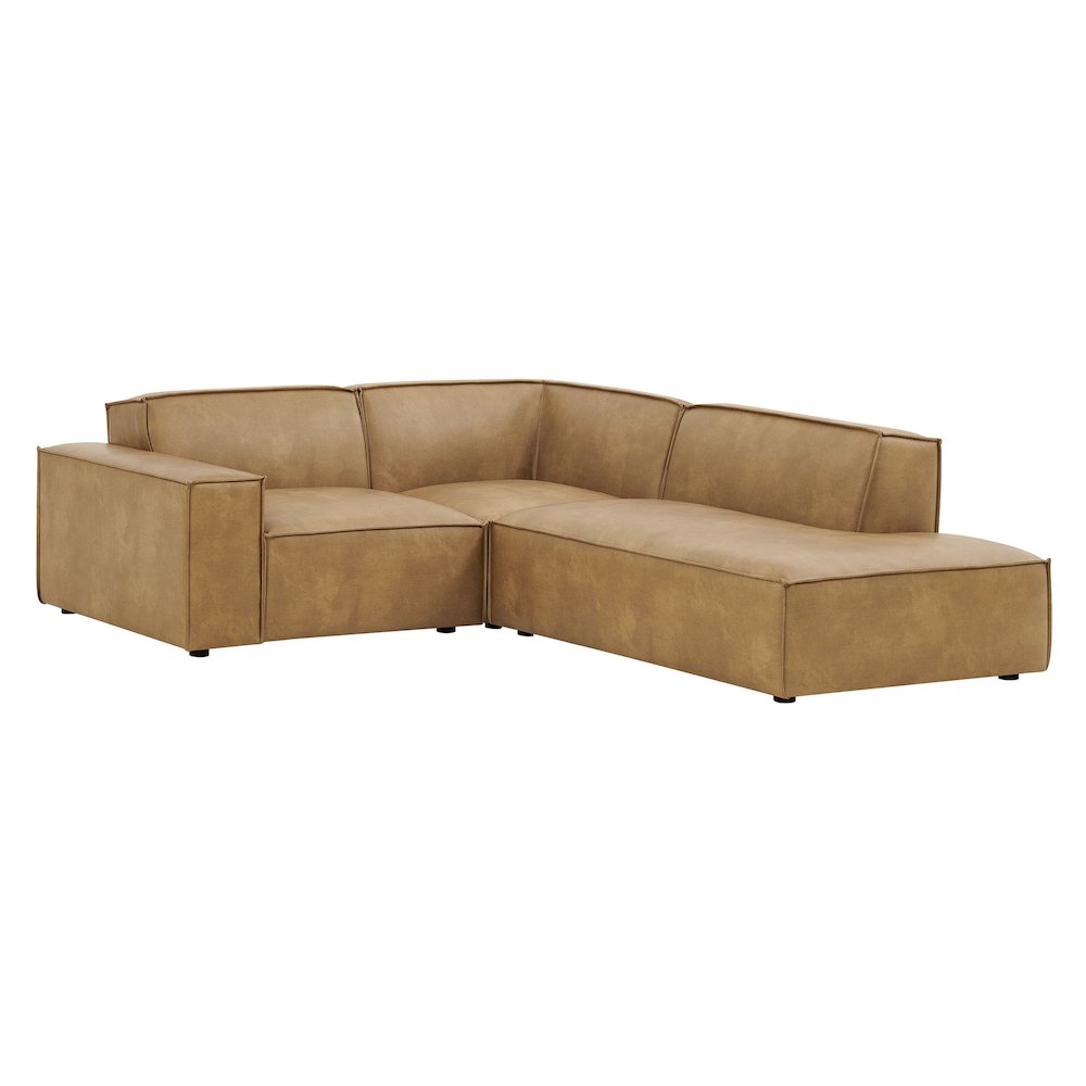 Restore 3-Piece Vegan Leather Modular L-Shaped Sectional Sofa. Picture 1
