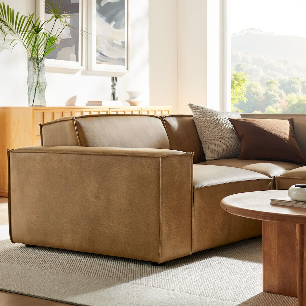 Restore 3-Piece Vegan Leather Modular L-Shaped Sectional Sofa. Picture 10