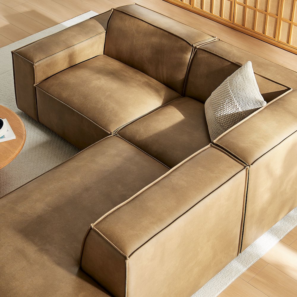 Restore 3-Piece Vegan Leather Modular L-Shaped Sectional Sofa. Picture 9