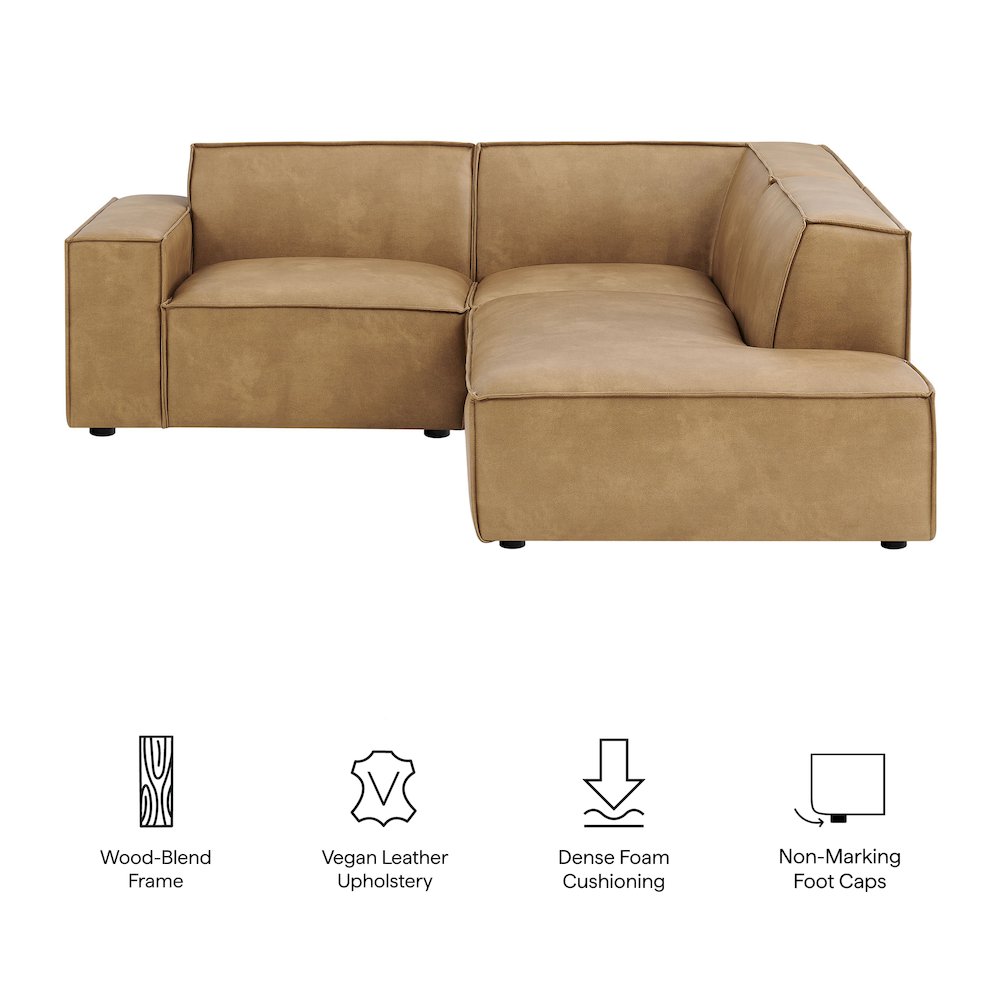 Restore 3-Piece Vegan Leather Modular L-Shaped Sectional Sofa. Picture 2
