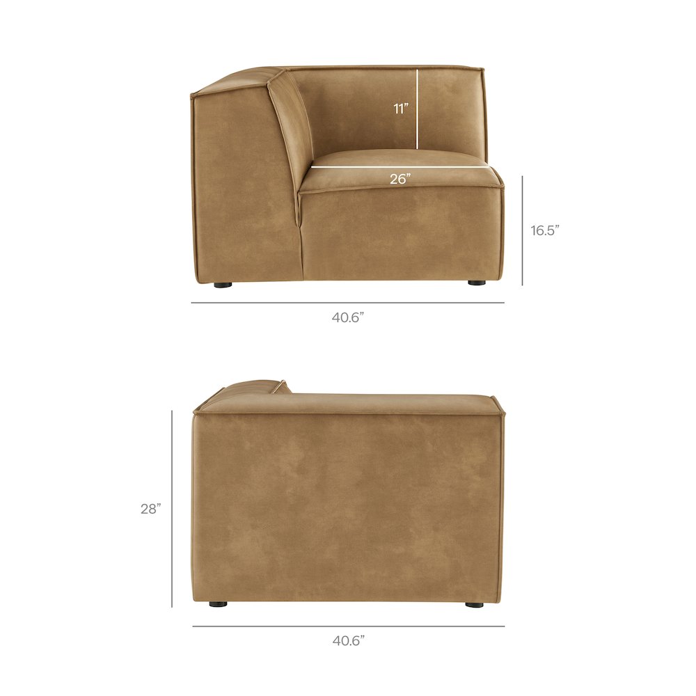 Restore 3-Piece Vegan Leather Modular L-Shaped Sectional Sofa. Picture 4