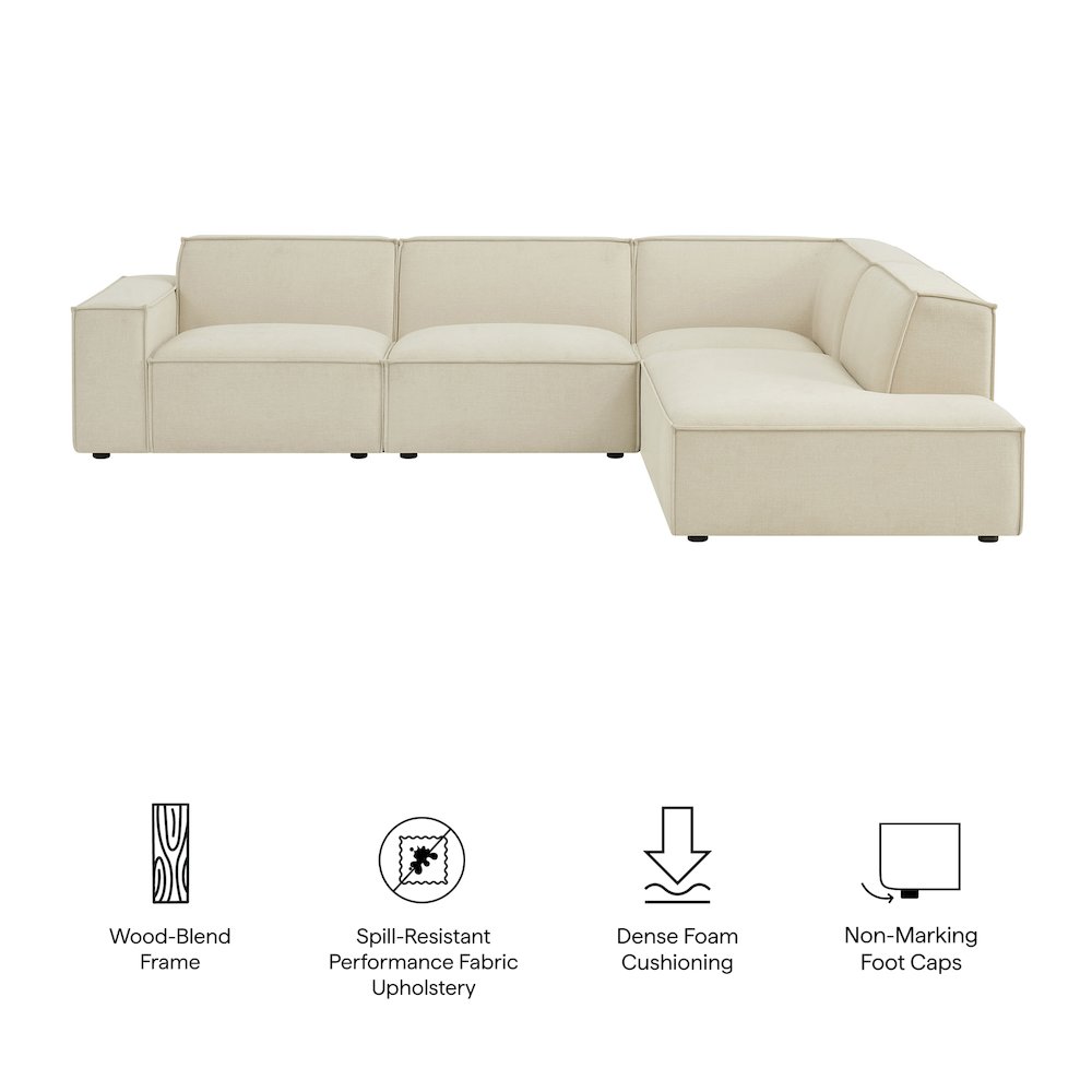 Restore 4-Piece Performance Fabric Upholstered Modular L-Shaped Sofa. Picture 2