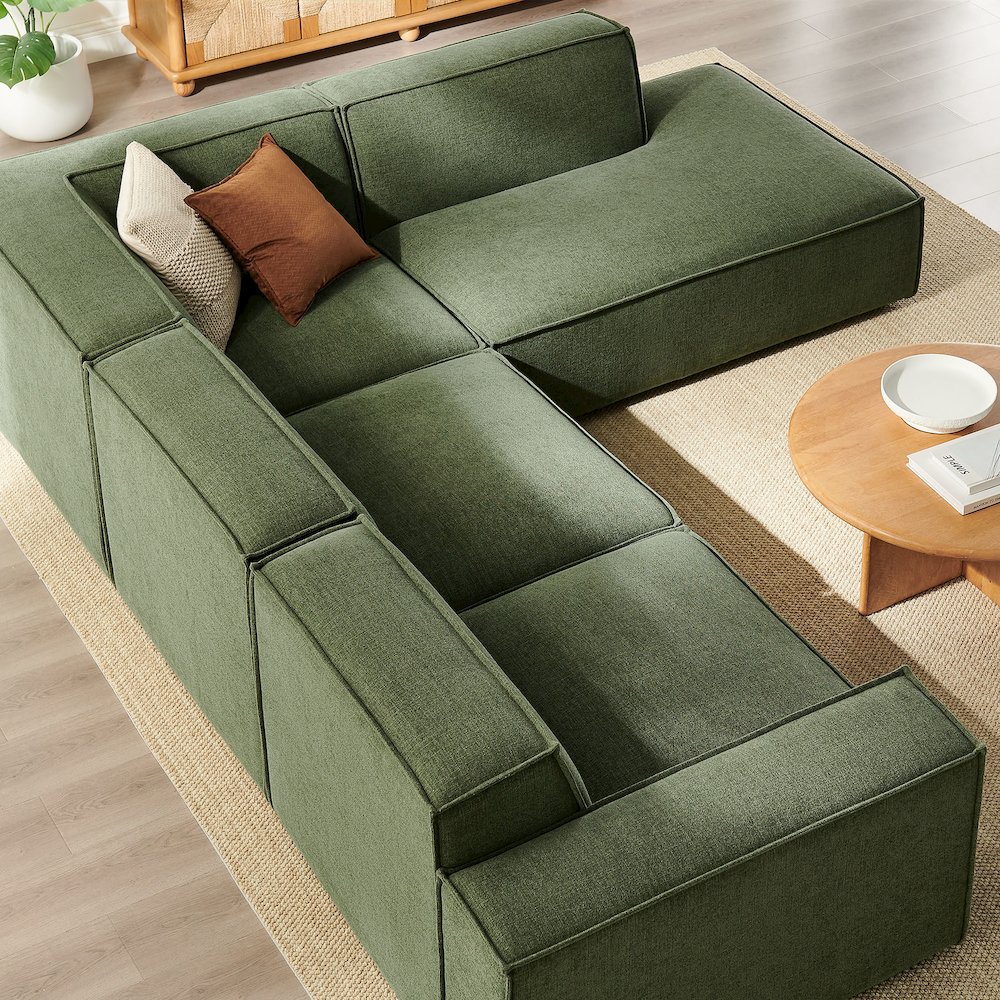 Restore 4-Piece Performance Fabric Upholstered Modular L-Shaped Sofa. Picture 11