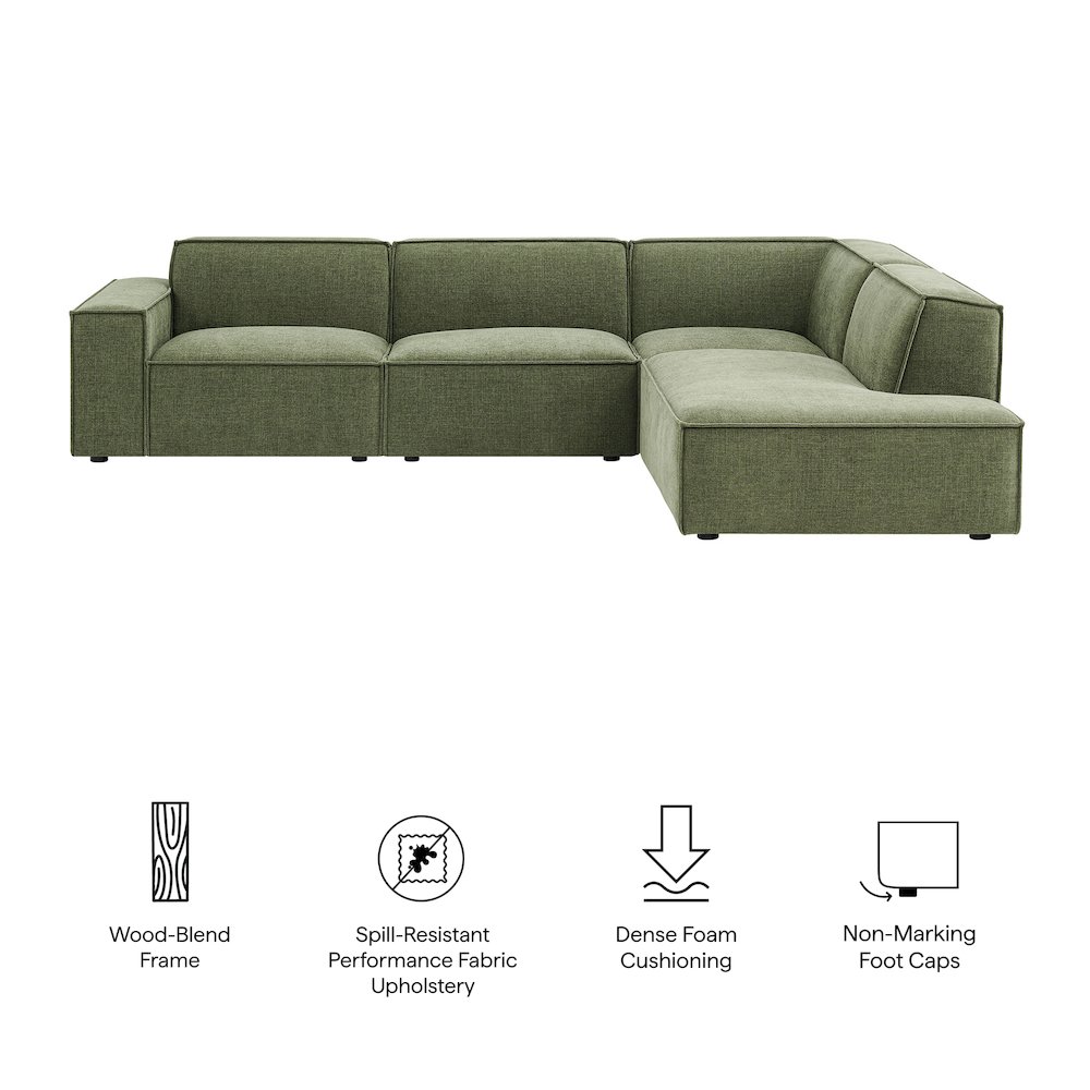 Restore 4-Piece Performance Fabric Upholstered Modular L-Shaped Sofa. Picture 2