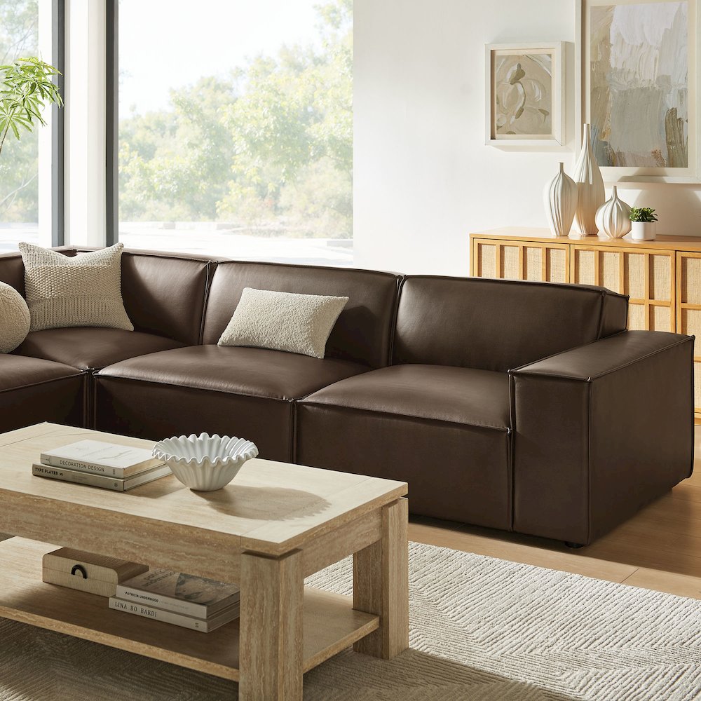 Restore 4-Piece Vegan Leather Modular L-Shaped Sofa. Picture 11