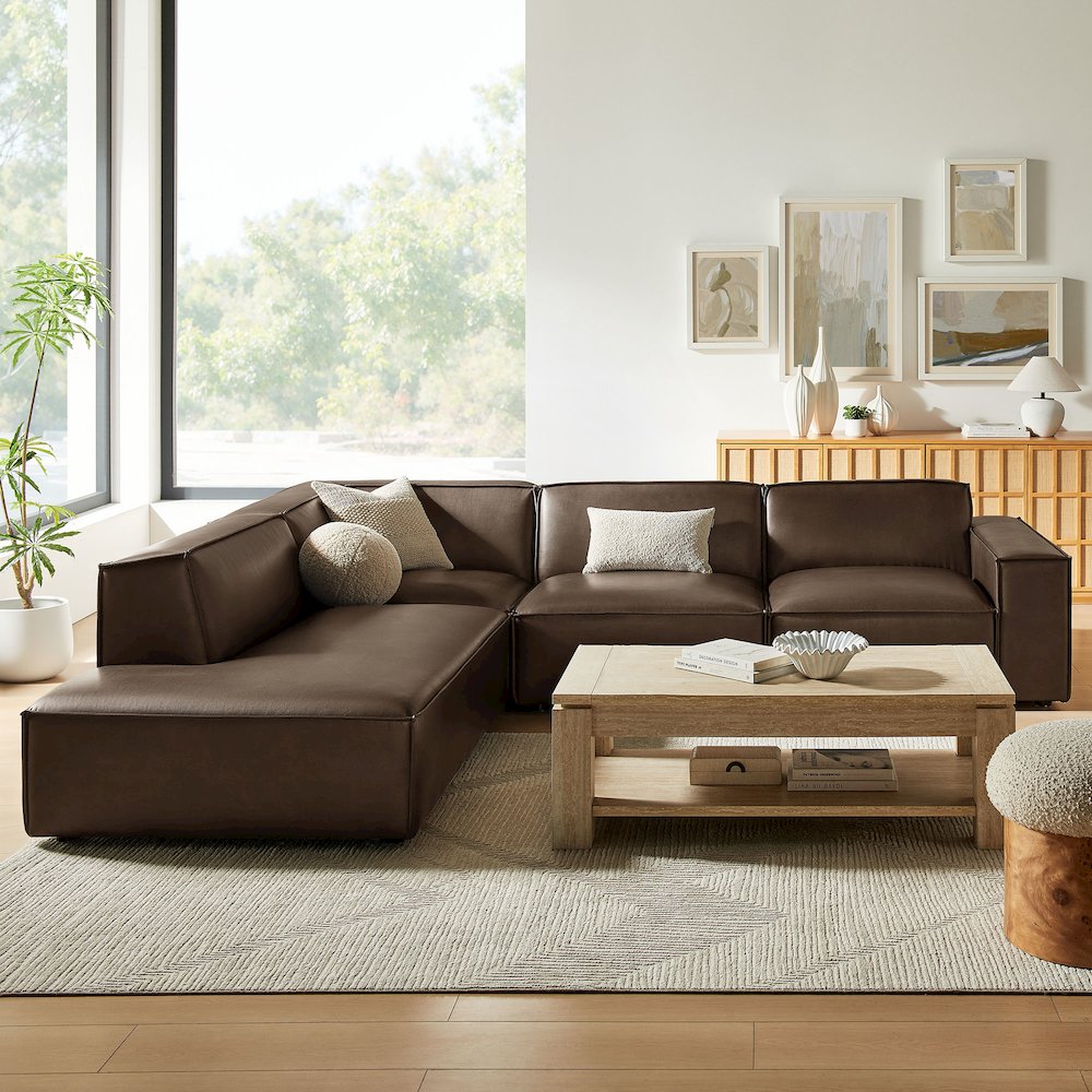 Restore 4-Piece Vegan Leather Modular L-Shaped Sofa. Picture 9