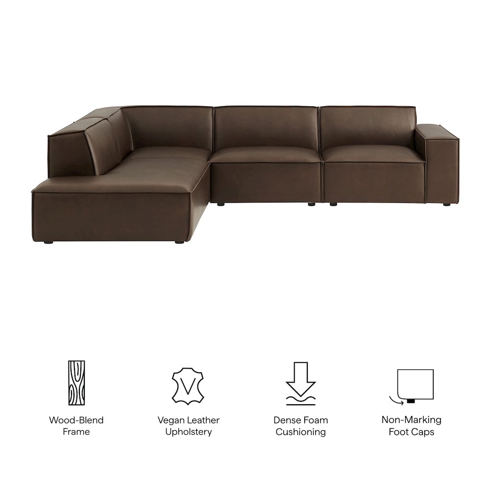 Restore 4-Piece Vegan Leather Modular L-Shaped Sofa. Picture 2