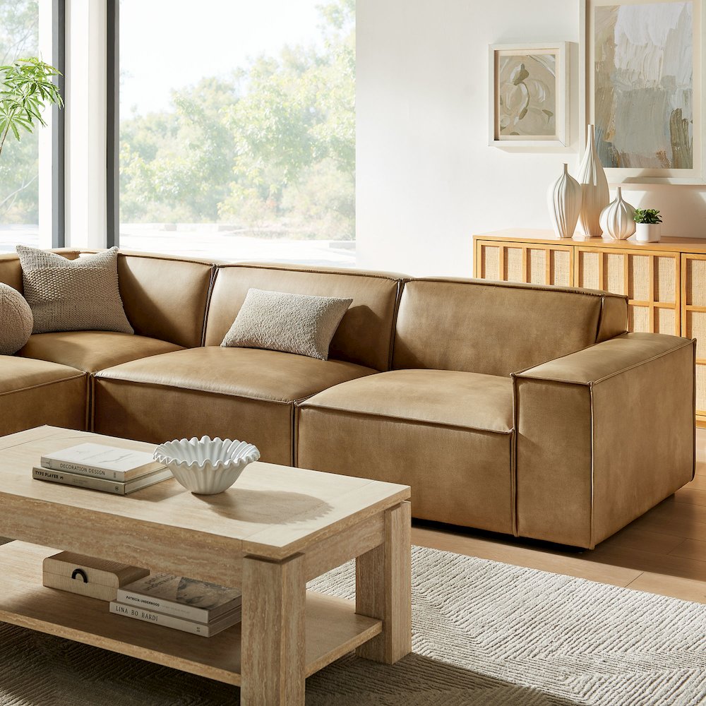 Restore 4-Piece Vegan Leather Modular L-Shaped Sofa. Picture 11