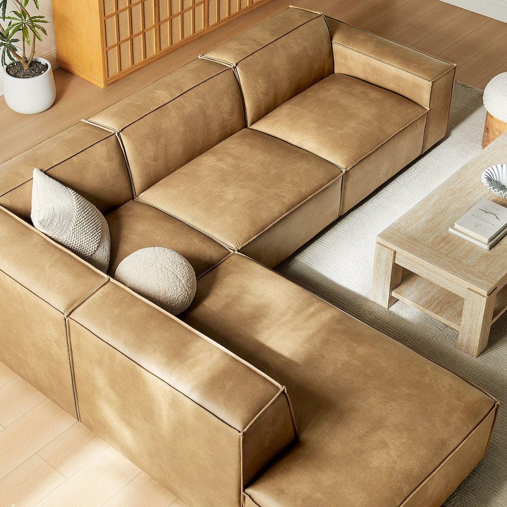 Restore 4-Piece Vegan Leather Modular L-Shaped Sofa. Picture 10
