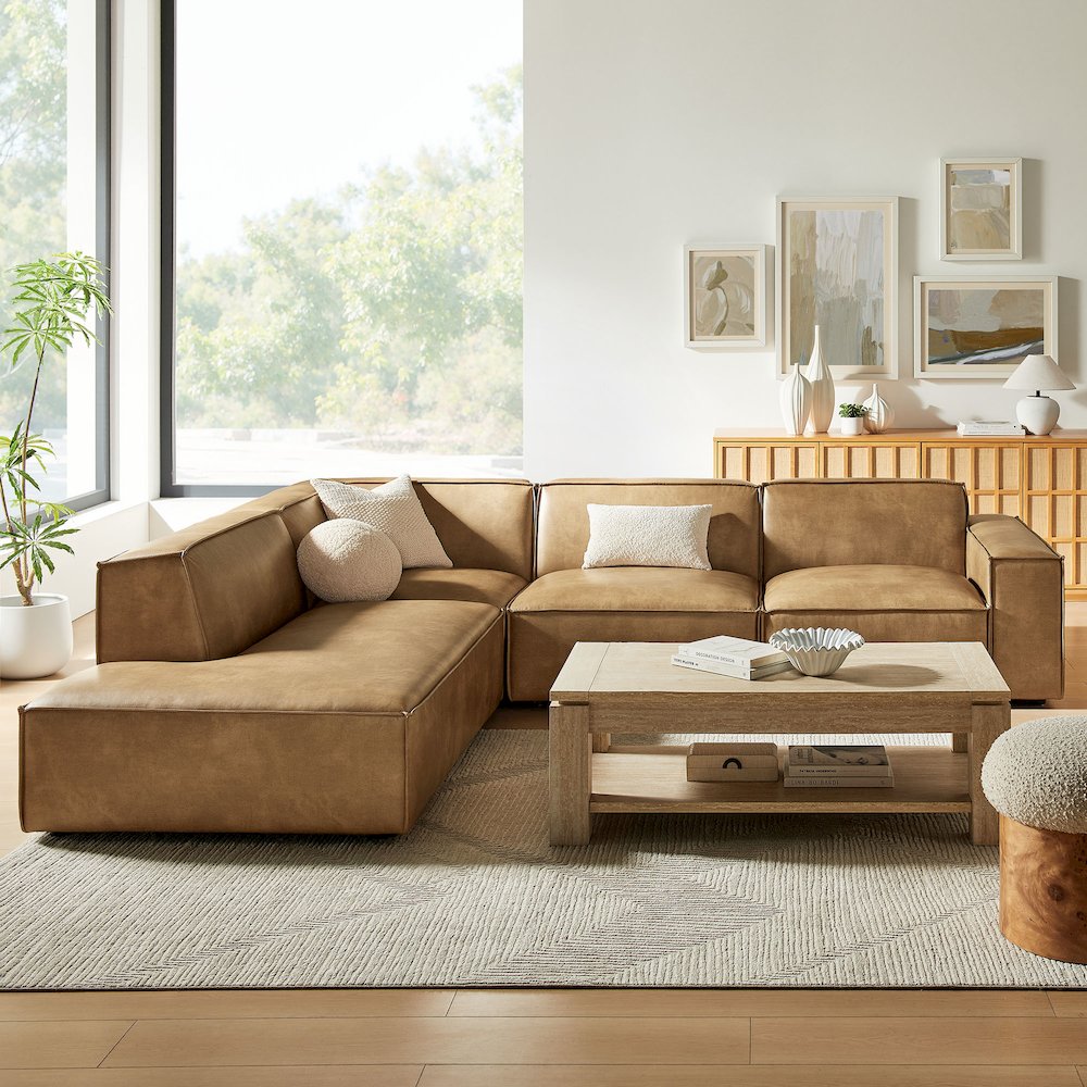 Restore 4-Piece Vegan Leather Modular L-Shaped Sofa. Picture 9