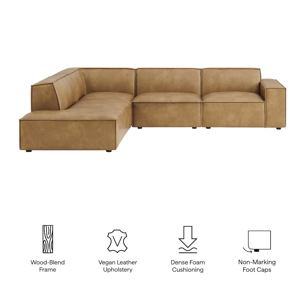 Restore 4-Piece Vegan Leather Modular L-Shaped Sofa. Picture 2