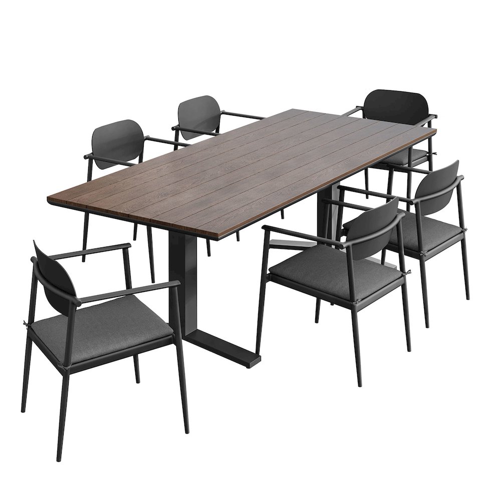Aeris 7-Piece Outdoor Patio Aluminum Dining Set. Picture 1
