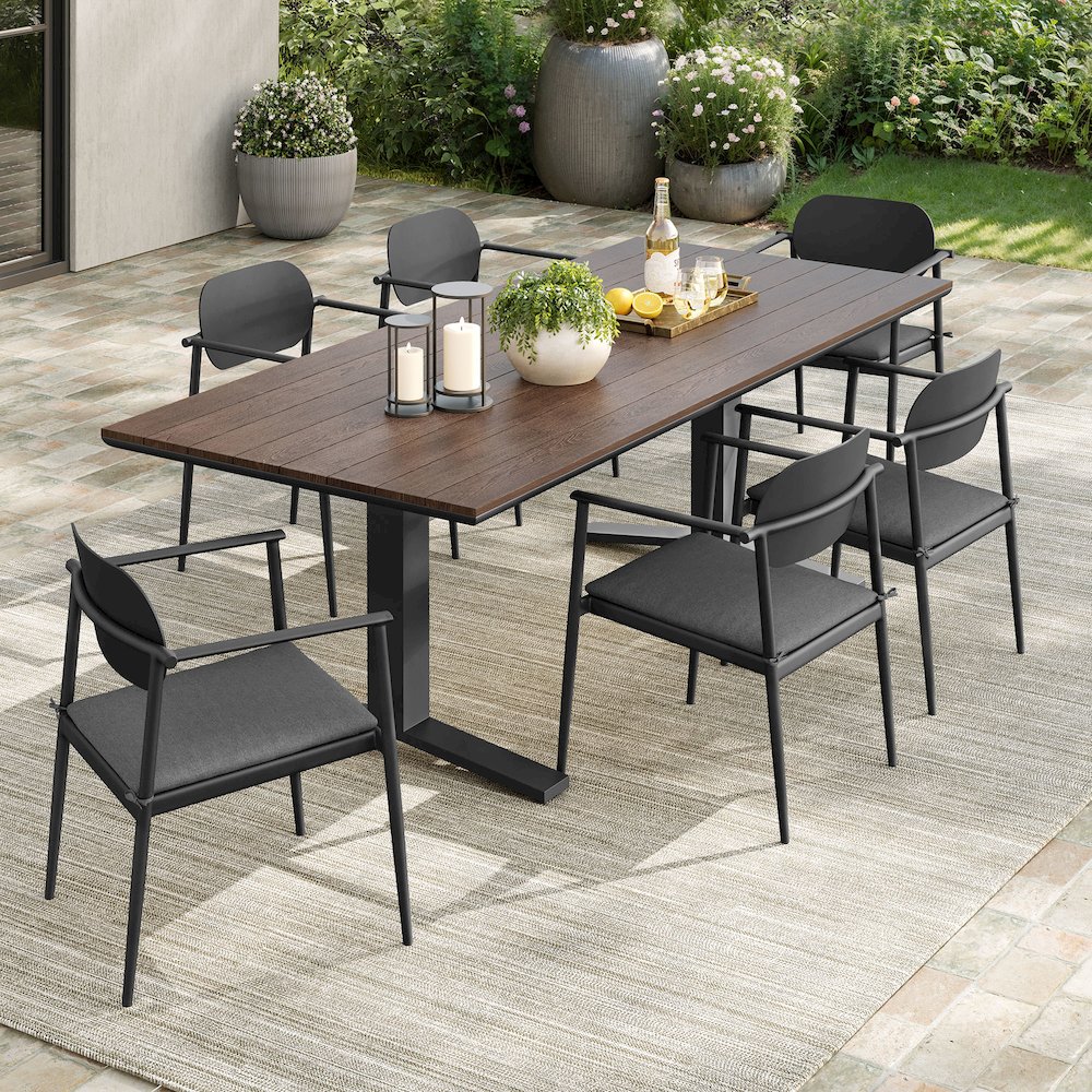 Aeris 7-Piece Outdoor Patio Aluminum Dining Set. Picture 9
