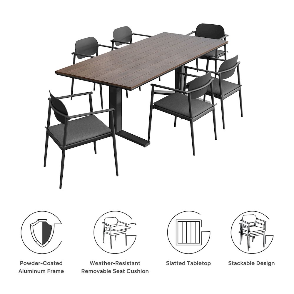 Aeris 7-Piece Outdoor Patio Aluminum Dining Set. Picture 2