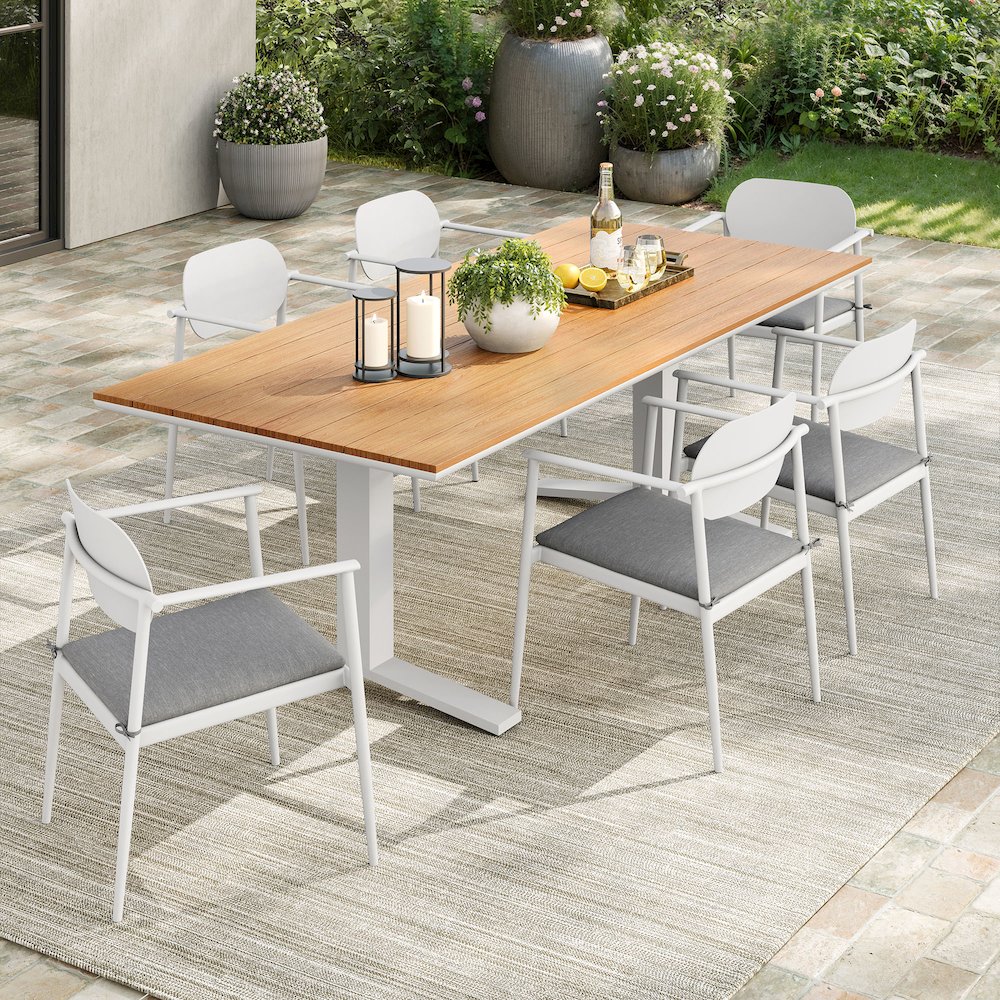 Aeris 7-Piece Outdoor Patio Aluminum Dining Set. Picture 9