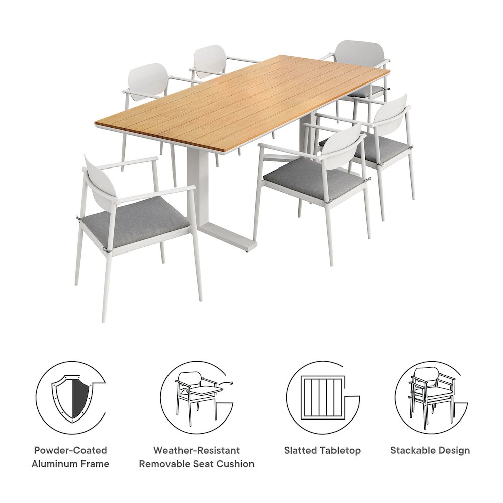 Aeris 7-Piece Outdoor Patio Aluminum Dining Set. Picture 2