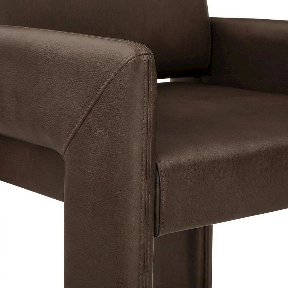 Vegan Leather Upholstered Dining Armchair for Kitchen and Dining Rooms, Espresso. Picture 7