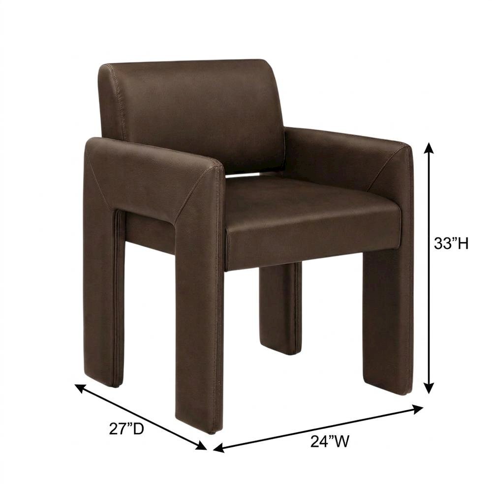 Vegan Leather Upholstered Dining Armchair for Kitchen and Dining Rooms, Espresso. Picture 5