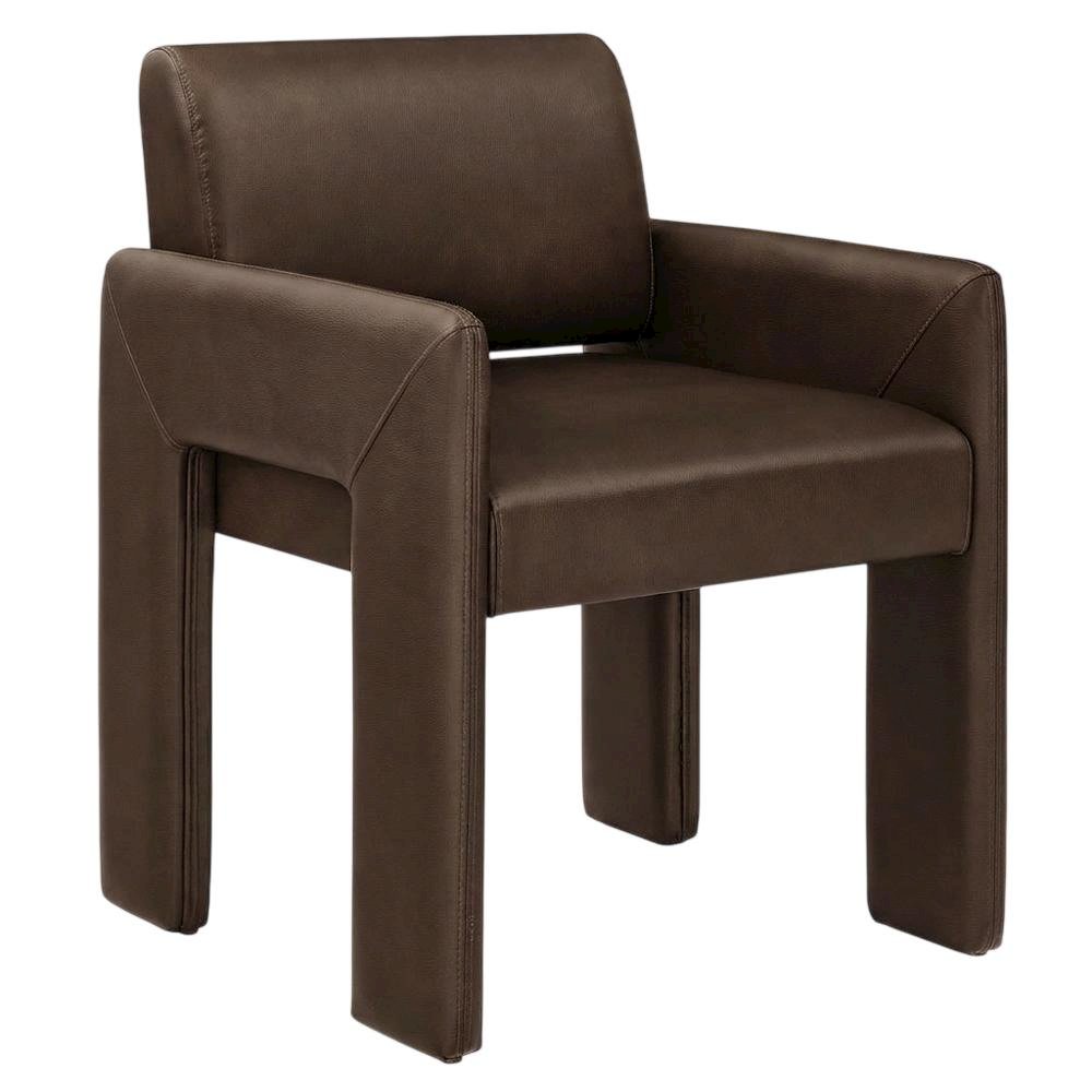 Vegan Leather Upholstered Dining Armchair for Kitchen and Dining Rooms, Espresso. Picture 4