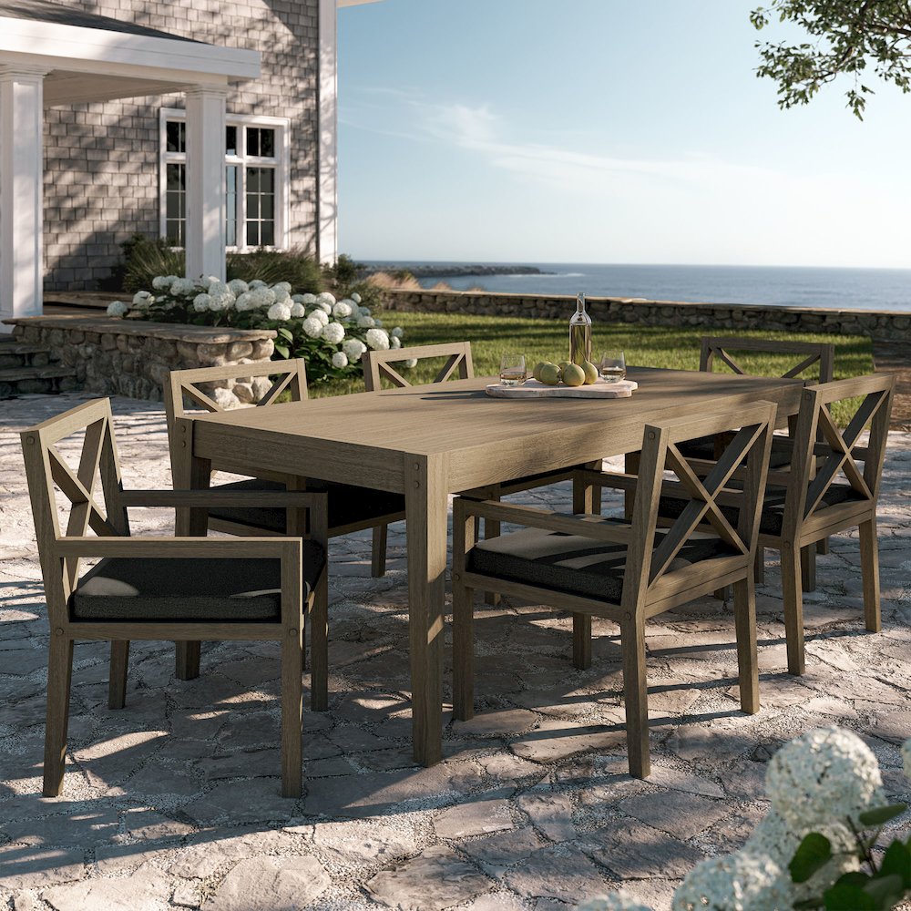 Northlake 7-Piece Outdoor Patio Teak Wood Dining Set. Picture 11